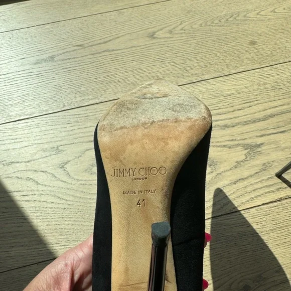 Jimmy Choo Black Suede Love Pointed Toe Pumps 100, Size 41 - Picture 6 of 12